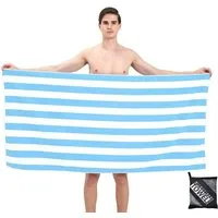 Bwecuy Strandtuch Große Strandtücher Cabana-Streifen (80 x 160 cm) - Mikrofaser Handtuch, weich und saugfähige Handtücher