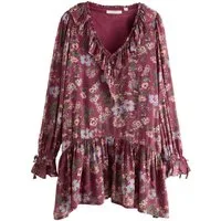 LAURA ASHLEY Minikleid Laura Ashley Boho-Minikleid mit Raffung (1-tlg)