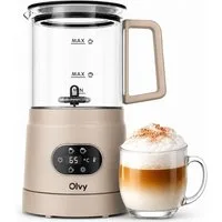Olvy Milchaufschäumer elektrisch 400ml, 3in1 Heiß & Kalt, für Kaffee & Latte, für Schaum in Barista Qualität, BPA-frei