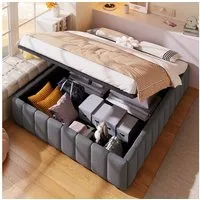 TavilaEcon Boxspringbett hydraulische Lagerung, ohne Kopfteil, verstellbar und platzsparend (Ohne Matratze), 140x200cm