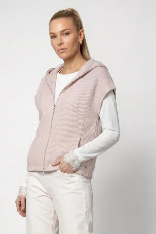 monari - Strickweste mit durchgehendem Reißverschluss rosewater - Gr. - 34