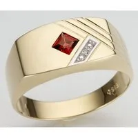 Firetti Diamantring Schmuck Geschenk Gold 585, mit Granat - mit Brillant