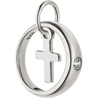 JOBO Kettenanhänger Anhänger Taufring mit Kreuz 11 mm, 925 Silber mit 1 Zirkonia