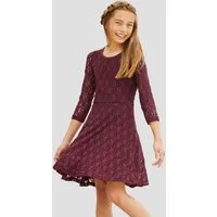 KIDSWORLD Jerseykleid - Spitzenkleid festliche Anlässe, knielang, aus Spitze und Jersey, 3/4-Ärmel