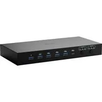USB-C KVM Docking Station, Dockingstation schwarz, für Drei Ausgangsgeräte, Zwei Displays, Power Delivery