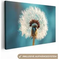 OneMillionCanvasses® Leinwandbild Löwenzahn - Natur - Blumen - Blau, Fotodruck (1 St), Leinwand Bilder Klein, Wand Dekoration Aesthetic 30x20 cm