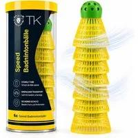 Sportyfits® Speedbadmintonball 5x Speedbadminton Federbälle gelb - Badmintonbälle (5er Set, 5-St., 5 Stück), extra Schnell