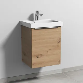 Sanipa 3way Waschtischunterbau zu Geberit Acanto Waschtisch mit 1 Tür, Eiche Natural-Touch UM41485