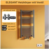 SONNI Badheizkörper Handtuchheizkörper Bad Handtuchwärmer Handtuchtrockner, Anthrazit, Mittelanschluss, mit/ohne Multiblock
