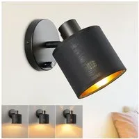Lapalife LED Wandleuchte LED Wandlampe Innen Dimmbar mit Schalter, Drehbare Wandleuchte, Beiger Leinenschirm, E27 Fassung 40W, für Schlafzimmer Wohnzimmer Flur