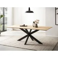 Massivart® Esstisch Esstisch Eiche massiv geölt mit Schweizer Kante »MARKUS«, Massivholztisch · Spider-Gestell Metall schwarz · Industrial Look