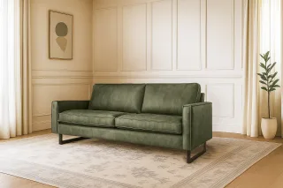 Home affaire 3-Sitzer "Pinto, 206 cm, Cord, Chenille, Lederoptik" mit Keder, schwarze Metallfüße, Wellenunterfederung
