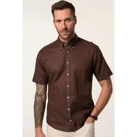 JP1880 Kurzarmhemd Hemd Halbarm Leinenmix Buttondown-Kragen