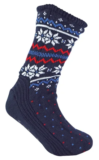 Herren Winter Warm Weihnachten Bootie Socken | Fairisle Muster | Für kaltes Wetter - Navy Fairisle