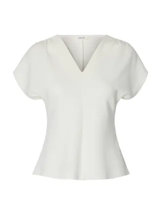 selected women - SLFTENNY SS V-NECK GATHERED TOP NOOS Snow White - Gr. - M
