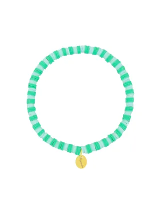 Fashionbox Armband Messing Vinylplättchen grün/hellgrün flexibel