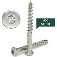 TERRASSCO Holzbauschraube Edelstahl C1 Terrassenschrauben mit CUT-Spitze 500/1000 Stück, (500 St., Edelstahlschrauben), Schrauben Set, Terrassenbauschrauben