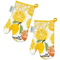Kracht Topfhandschuhe Limoncello, (2-tlg., 2-teilig), 2er Set Ofenhandschuhe, wattiert, ca. 20x30 cm