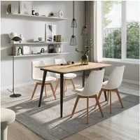 Home Collective Esstisch ausziehbar Moderner mit Metallgestell für 4 bis 6 Personen 75 cm hoch (mit integrierter Klappverlängerung für schnelles und einfaches Ausziehen), Holzoptik mit Metallbeinen, 120-160 × 80 cm (LxB), Eiche Hell