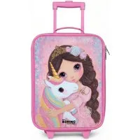 NoBoringSuitcases.com© Kinderkoffer Rosa - mit leuchtende Räder - Mädchen - Einhorn - Glitzer, 2 Rollen, Handgepäck-Koffer, Kinderkoffer, Reisekoffer Mädchen