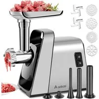 AMZCHEF Fleischwolf MGG-10OT0-SV, 3000,00 W, 120.000 Schnitte pro Minute,Mit zwei Schneidmessern,Mit drei Klingen