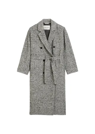 Marc OPolo Casual - Bouclé-Wollmantel relaxed Dark Brown - Gr. - 40