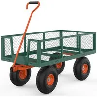 GarveeMore Bollerwagen Robuster aus Stahl,Gartenwagen mit 25,4 cm Rädern,227 kg Tragkraft, 3-in-1-Gartenwagen aus Metall für Garten,Werkzeugen