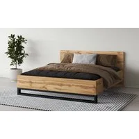 Home affaire Bettgestell Bronne, Topeseller, Industrial Design (In den Breiten 140cm, 160cm und 180cm), Stauraumbett in drei Breiten, stabil mit Kufen in Metalloptik