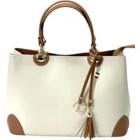 FLORENCE Handtasche Florence Handtasche Damen Umhängetasche (Handtasche), Damen Leder Handtasche, Umhängetasche, beige, tan ca. 32cm