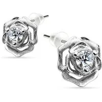 BUNGSA Ohrring-Set Ohrstecker Rose mit Kristall aus 925 Silber Damen (1 Paar (2 Stück), 2-tlg), Ohrschmuck Ohrringe