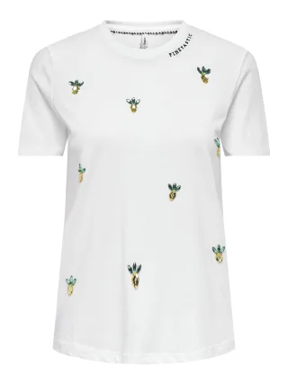 ONLY - ONLKITA LIFE REG S/S PINEAPPLE TOP JRS bright white - Gr. - S