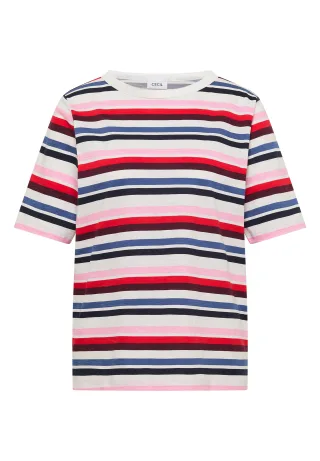 CECIL - Kurzarm Shirt mit Multicolor Streifen universal blue - Gr. - M