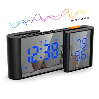 LCD Digital Desk Wall Alarm Clock with USB Charging Station Dual Screen LED Dimming Temperature And Humidity Electronic