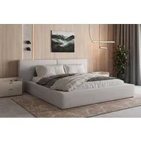 MOEBLO Polsterbett aus Bouclé Bett 06 (Bezug: Boucle, Doppelbett mit Kopfstütze, Rahmenbettgestell, mit Bettkasten und Lattenrost), gepolstertes Kopfteil