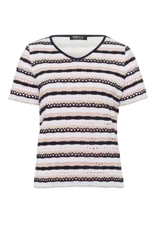 FRANK WALDER - Shirt SEASIDE SYMPHONY mit schönem Ajourmuster ink/ecru/sun - Gr. - 46