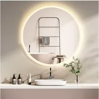 HOKO Badspiegel mit beleuchtung rund Anti-fog 60cm / 80cm+Schwarz / Gold+ (Warmweiß/Kaltweiß/Neutral. Licht mit Touch Schalter und mit Wandschalter einschaltbar. Memory-Funktion. IP44, 5mm HD Glass, Farbtemperatur stufenlos einstellen 2700K-6500K), E