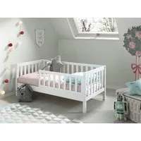 Vipack Kinderbett Junior, Kiefermassiv mit umlaufenden Sprossengitter und Rolllattenrost (B/H/T ca. 148x60x76cm, mit niedrigem Betteinstieg), wahlweise in 2 Farben, mit oder ohne Schublade