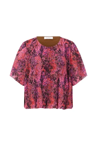 Rich & Royal - Dot Print Crinkle T-Shirt mulberry - Gr. - S