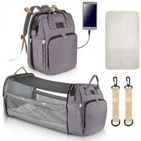all Kids United Wickelrucksack 2in1 Wickelrucksack mit Babybett integriert, Wickelauflage & Reise Set (Set, Baby-Rucksack, Wickelauflage, integriertem Babybett, Kinderwagen-Haken)