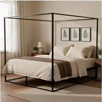 CLP Bett Batoni (1er, 1er), Himmelbett aus Metall, mit Lattenrost