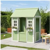 en.casa Spielhaus, outdoor »Kuoldsvin« Tannenholz 144 x 102 x 90 cm Grün/Weiß