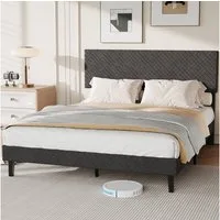 zebery Polsterbett Doppelbett mit Kopfteil und Bettgestell (Packung, 1-tlg), 140x200 cm,Jugendbett,Leinenstoff,Grau