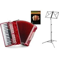 Classic Cantabile Knopf-Akkordeon "Secondo V" - 72 Bass Tastenakkordeon - 3-chörig - 34 Diskanttasten (Schüler-Set, inkl. Tasche, Tragegurte, Notenständer & Schule), inkl. Tasche, Tragegurte, Notenständer & Schule