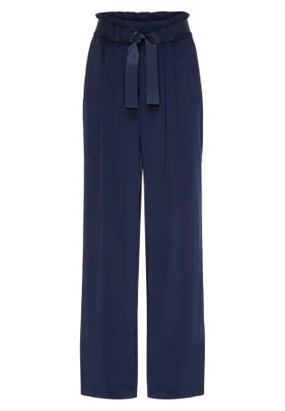 Marc Aurel - Satin-Hose mit Bundfalten navy - Gr. - 42