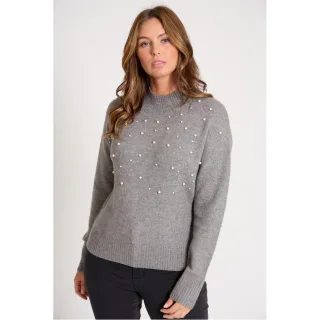 Be You - Pullover Top für Damen, Rundhalsausschnitt, Langärmlig (Grau)