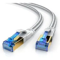 Primewire LAN-Kabel, CAT.8, RJ-45 (Ethernet) (500 cm), Patchkabel flach CAT 8, Baumwollmantel, Flachband Netzwerkkabel - 5m