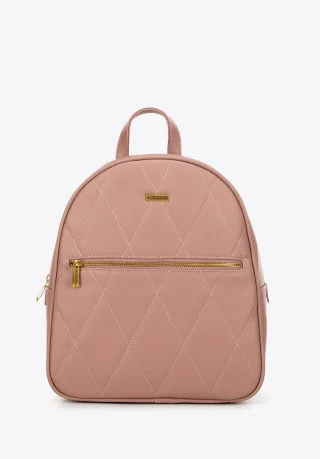 Wittchen Damenrucksack aus gestepptem Öko-Leder, rosa