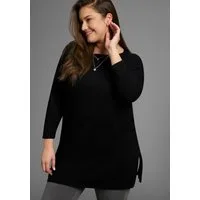 Laura Scott CURVE Longpullover Große Größen aus fließendem Feinstrick mit seitlichem Schlitz
