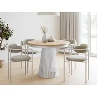 Compleo Esstisch Rund, Säulengestell mit Rillenstruktur DAST (TOPSELLER), Ausziehbar Ø: 100cm