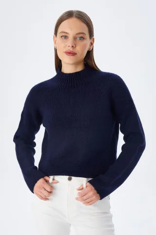 Damen verkürzter strukturierter Strickpullover